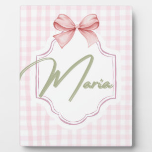 Personalized Maria Baby Girl Nursery Bow&Gingham Plaque