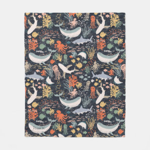 Personalized Marine Life Fleece Blanket