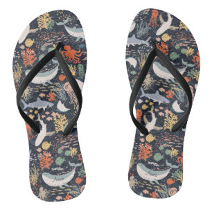 Personalized Marine Life Flip Flops