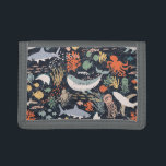 Personalized | Marine Life Tri-fold Wallet<br><div class="desc">Vector marine life pattern designed by Shelby Allison.</div>