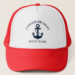 Personalized Maritime Captain Text Sailing  Trucker Hat