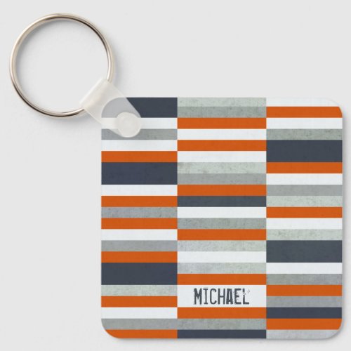 Personalized Maritime Design _ Orange Blue Gray Keychain