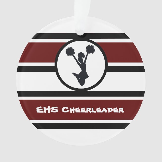 Personalized Maroon and Black Cheerleader Ornament (Front)