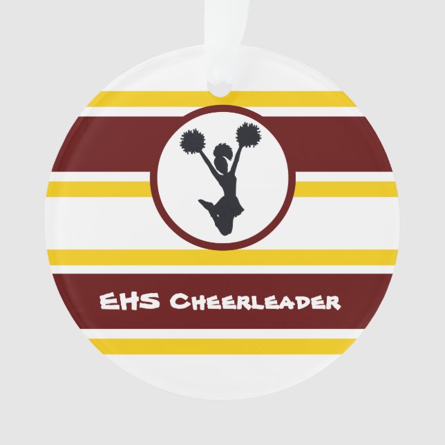 Personalized Maroon and Gold Cheerleader Ornament (Front)