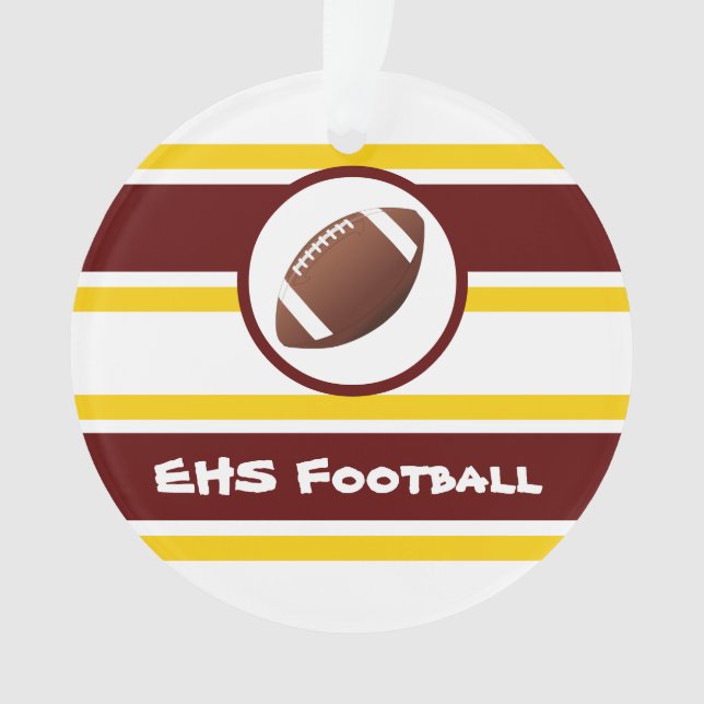 Personalized Maroon and Gold Football Ornament (Front)