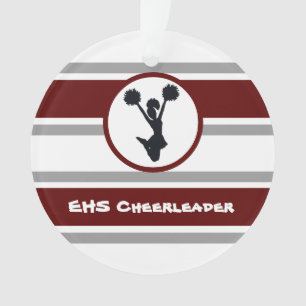 Personalized Maroon and Gray Cheerleader Ornament