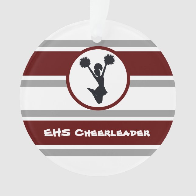 Personalized Maroon and Gray Cheerleader Ornament (Front)