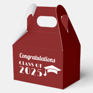 Personalized Maroon and White Graduation Favor Boxes