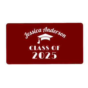 Personalized Maroon and White Graduation  Label
