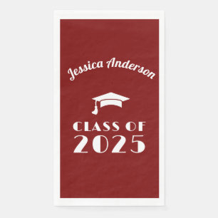 Personalized Maroon and White Graduation  Paper Guest Towels