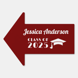 Personalized Maroon and White Graduation  Sign