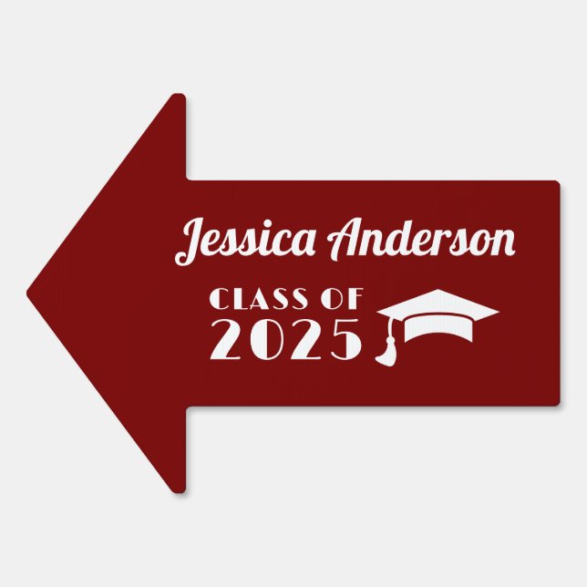 Personalized Maroon and White Graduation  Sign (Front)