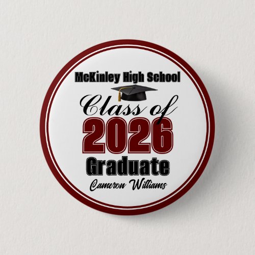 Personalized Maroon Class of 2026 Graduation Party