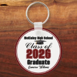Personalized Maroon Class of 2026 Graduation Party Keychain<br><div class="desc">Customize your own maroon high school Class of 2026 graduate keychain for a high school or college graduation party. Cool varsity letters for the year on a great custom commemorative keepsake for seniors.</div>