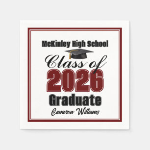 Personalized Maroon Class of 2026 Graduation Party Napkins
