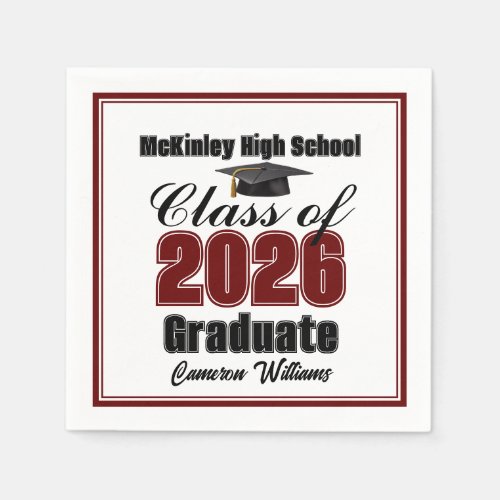 Personalized Maroon Class of 2026 Graduation Party