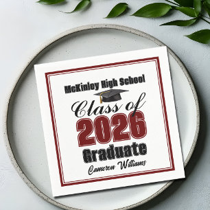 Personalized Maroon Class of 2026 Graduation Party Napkins