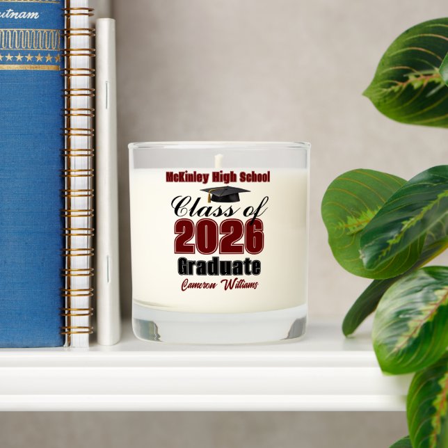 Personalized Maroon Class of 2026 Graduation Scented Candle (Shelf)