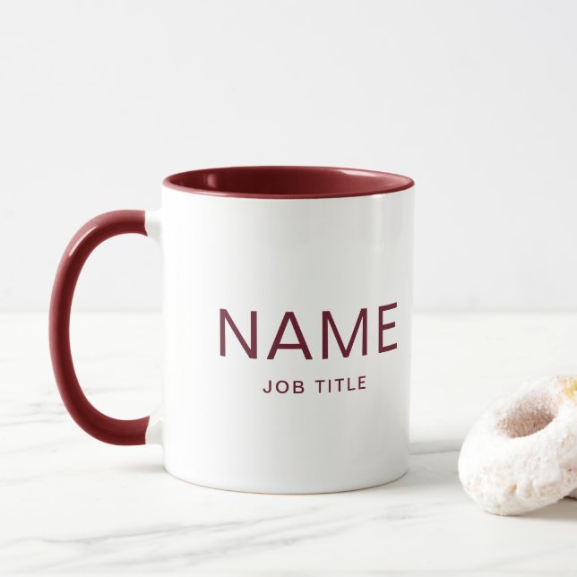 Personalized Maroon Combo Mug with Your Name (With Donut)