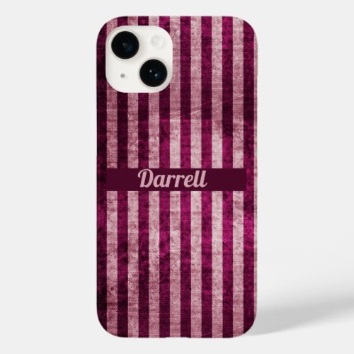 Personalized Maroon  Dusky Pink Stripes Case_Mate iPhone 14 Case