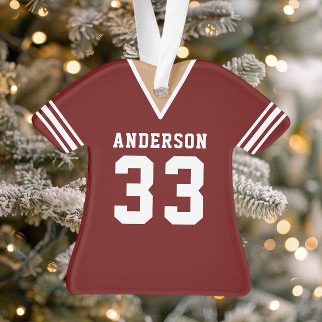 Personalized Maroon Football Jersey Ornament (Creator Uploaded)