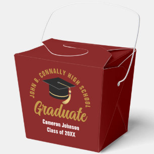 Personalized Maroon Gold Graduation Party Fortune Favor Boxes