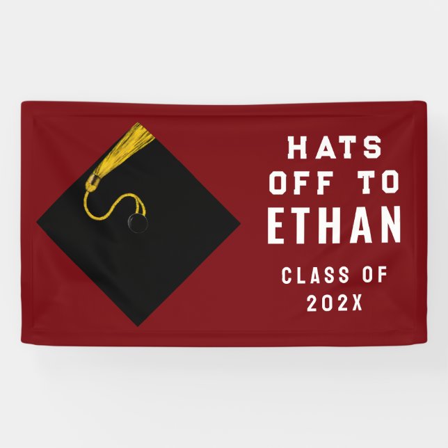 Personalized Maroon Graduation 2026 Banner (Horizontal)