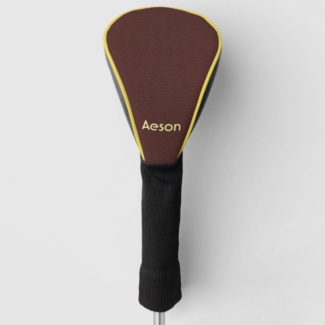 Personalized Maroon Leather-Like Texture Golf Head Cover (Front)