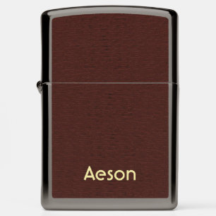 Personalized Maroon Leather-Like Texture Zippo Lighter