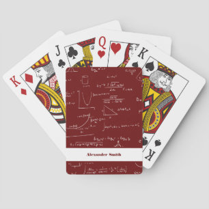 Personalized Maroon Math Formulas Equations Poker Cards