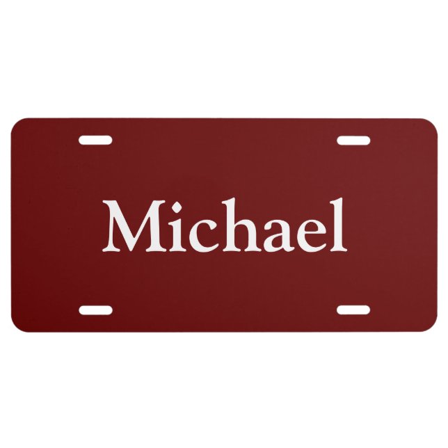 Personalized Maroon Name License Plate – Classic  (Front)