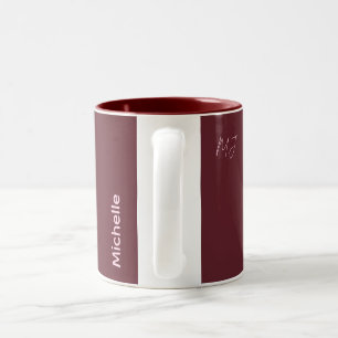 Personalized Maroon & Pink Chic Name Monogram Gift Two-Tone Coffee Mug