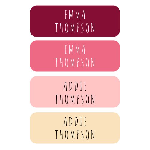 Personalized Maroon Pink Peach Beige Clothing Kids Labels