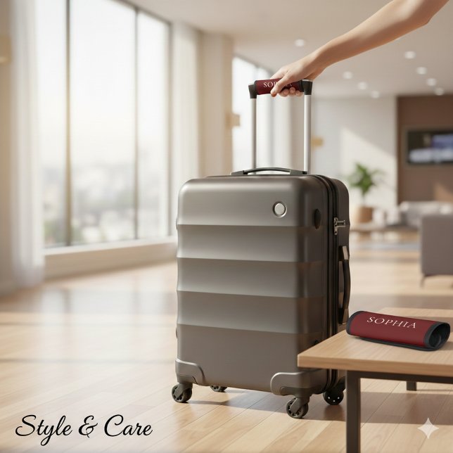 Personalized Maroon Travel Handle Wrap with Name (Personalized Maroon Travel Handle Wrap with Name)