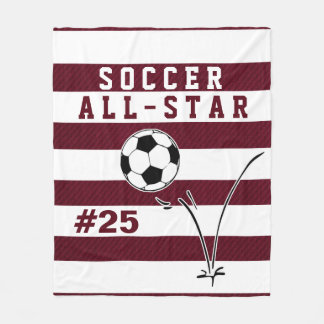Personalized Maroon & White SOCCER Blanket