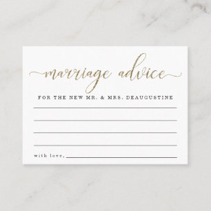 Personalized Marriage Advice Card - Gold Glitter