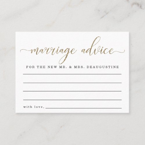 Personalized Marriage Advice Card _ Gold Glitter