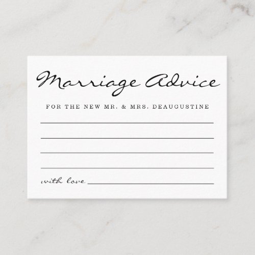 Personalized Marriage Advice Cards  Simple Elegant