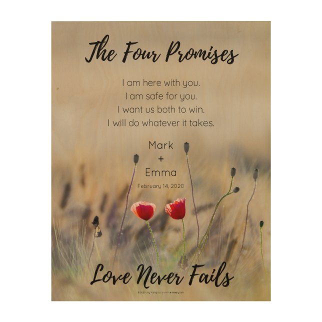 Personalized Marriage Promises Wood Wall Art (Front)