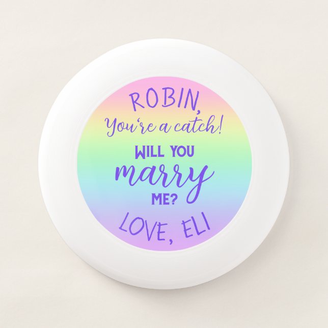 Personalized Marriage Proposal Rainbow Frisbee (Front)