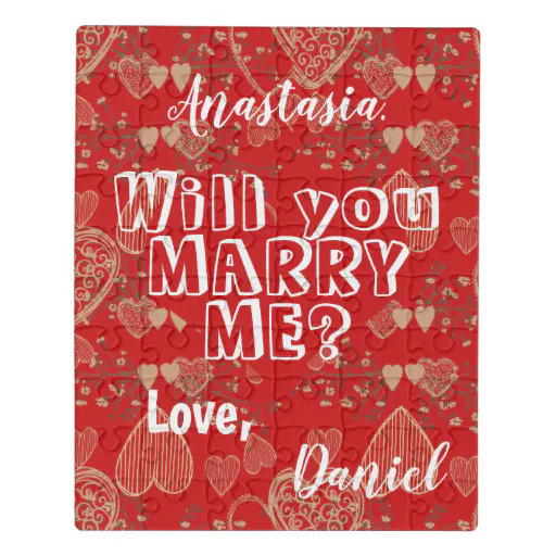Personalized marriage proposal will you marry me jigsaw puzzle