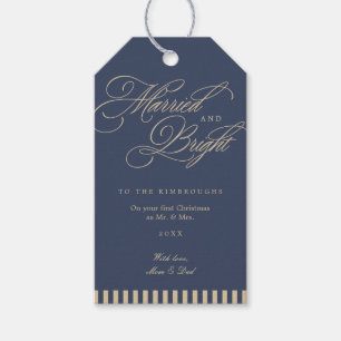 Personalized Married and Bright Newlywed Christmas Gift Tags