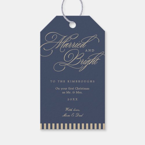 Personalized Married and Bright Newlywed Christmas Gift Tags