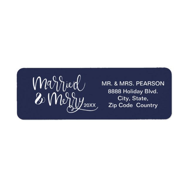 Personalized, Married and Merry, First Christmas Label (Front)