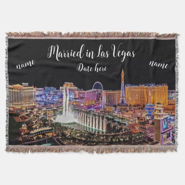 Personalized Married in Las Vegas Throw Blanket (Front)
