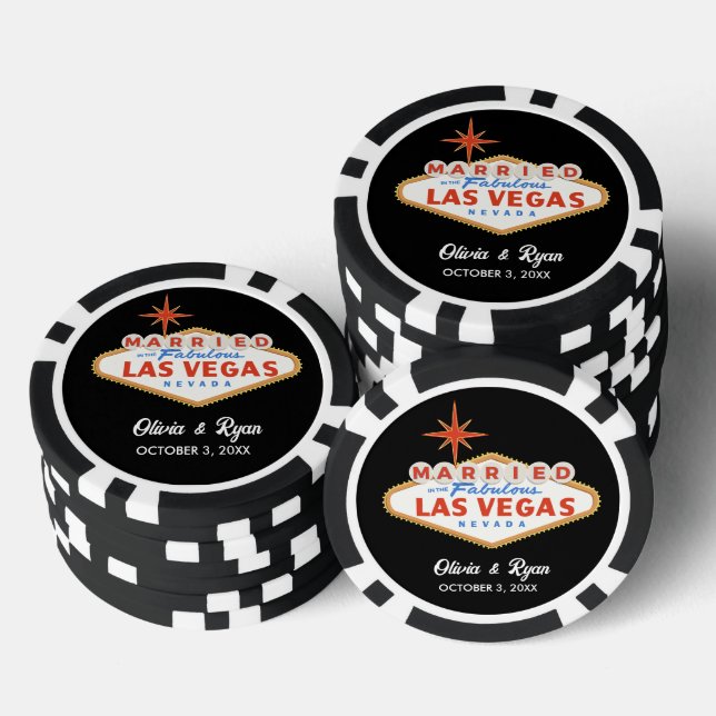 Personalized Married in Las Vegas Wedding Favor Poker Chips (Stack)