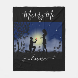 Personalized Marry Me Marriage Proposal Fleece Blanket