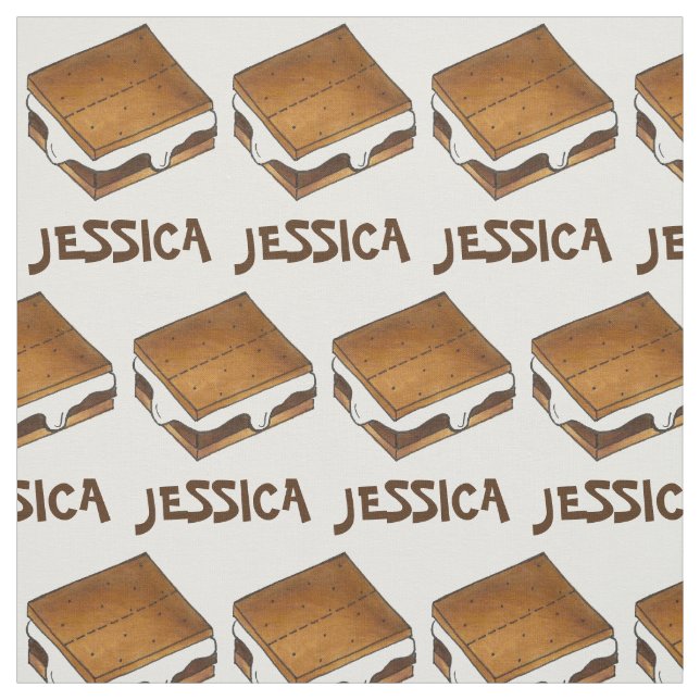Personalized Marshmallow Camp Fire S'mores Smores Fabric (Swatch)