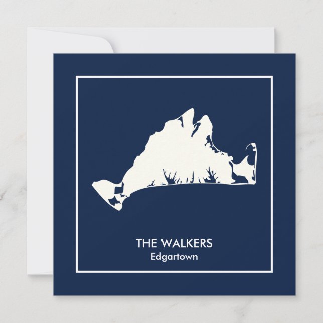 Personalized Martha's Vineyard Silhouette Note Card (Front)