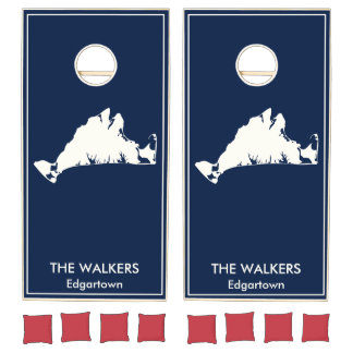 Personalized Martha's Vineyard Silhouette Preppy Cornhole Set